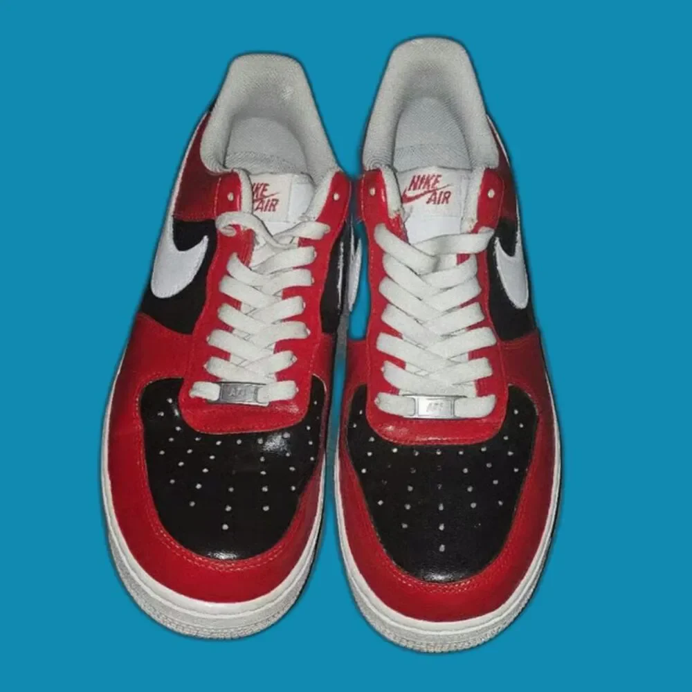 Nike Air Force 1 Custom White Shoes Red & Black Sz 12 CW2288-111